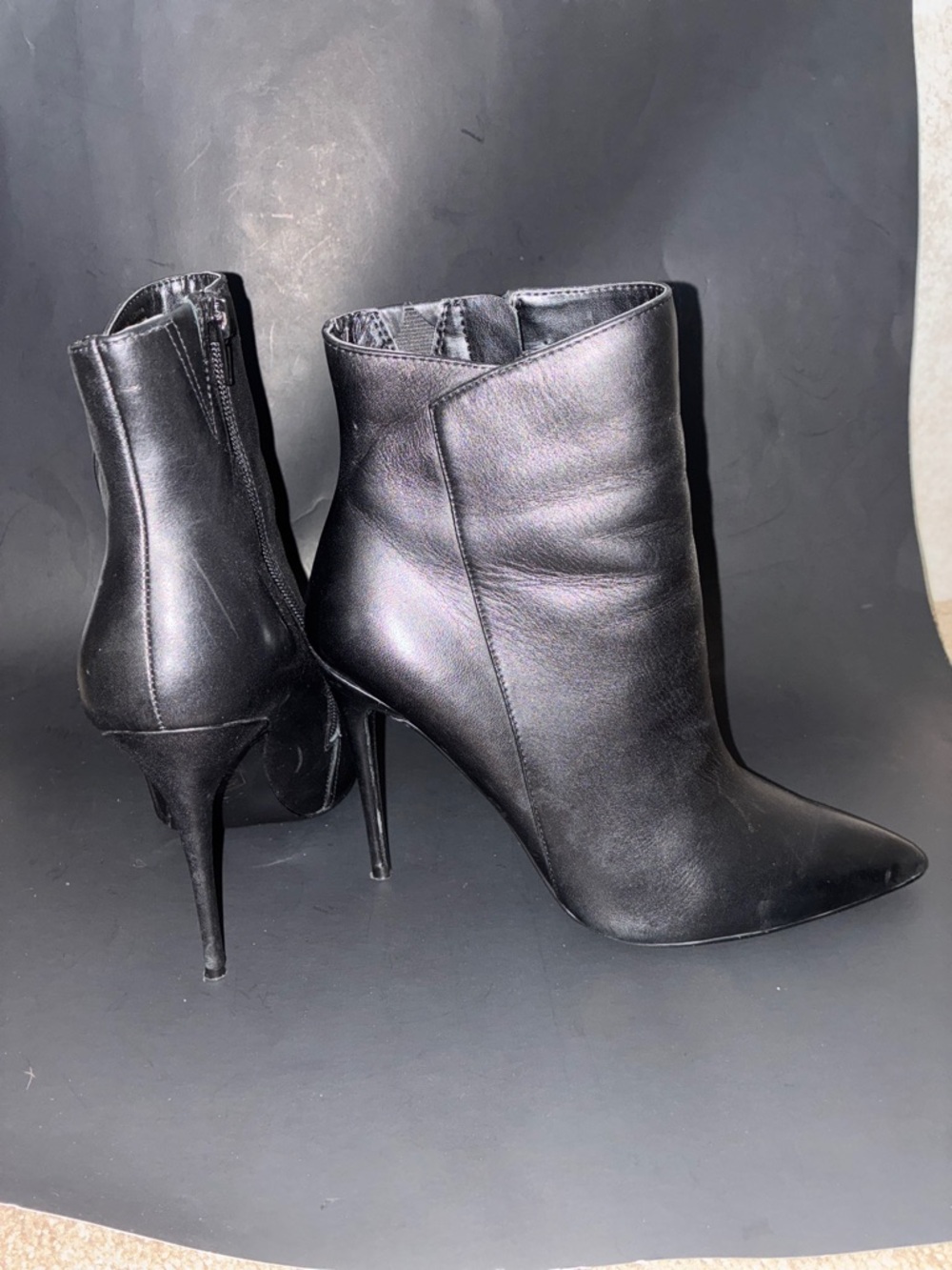 ALDO Classic Black Leather Stiletto Ankle Boots